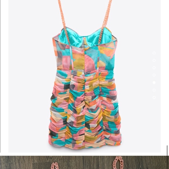 ZARA Chain Strap Multicolored Printed Dress - Picture 8 of 13